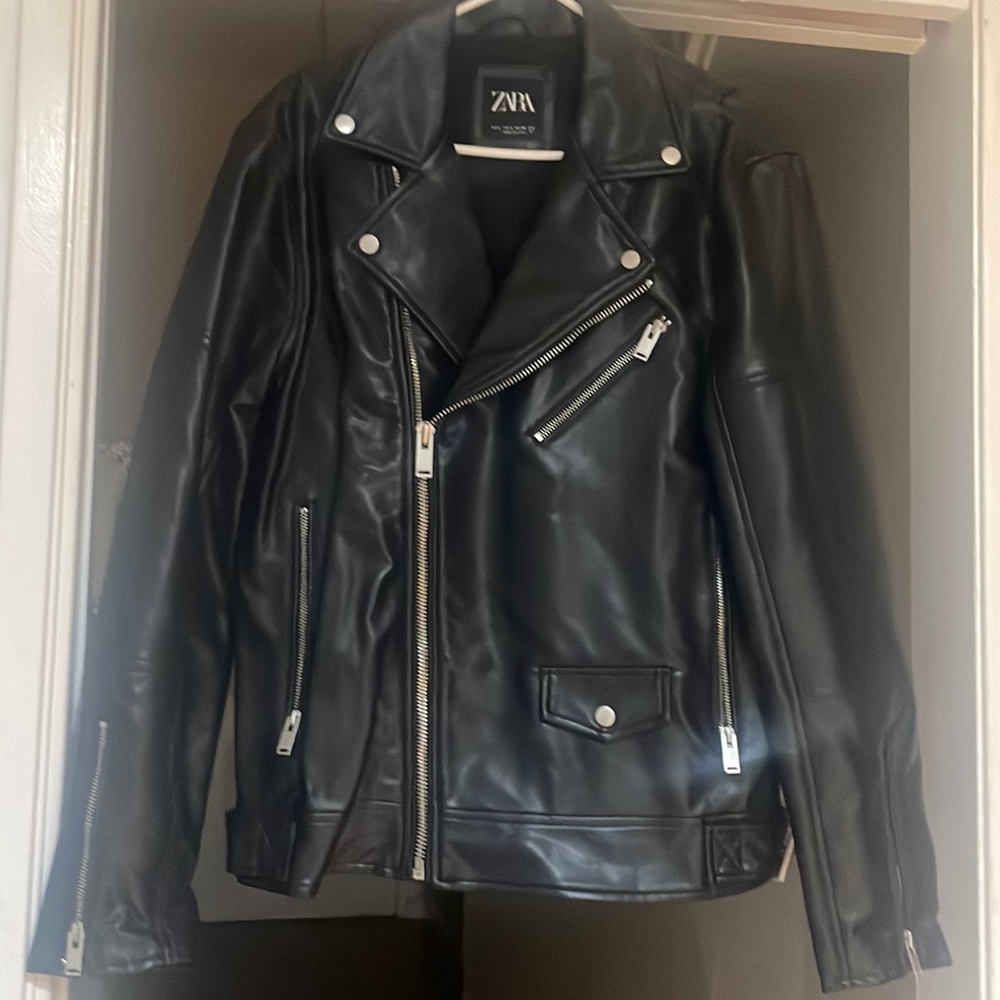 Brand New Mens Black Faux Leather Jacket
